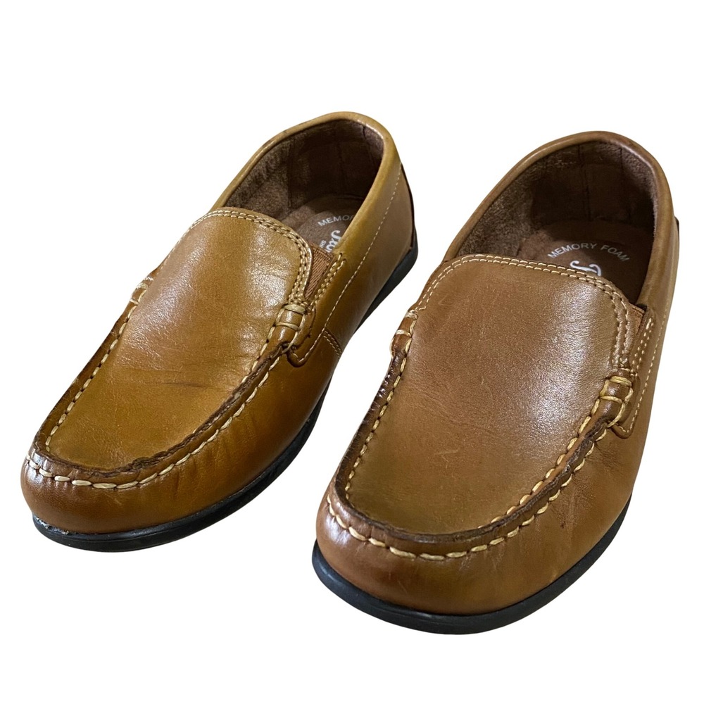 Florsheim Jasper Jr Boys Moc Toe Venetian Loafer Size 3 W Tan Prep School Church